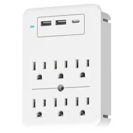 Front. Ciao Tech - 6-Outlet 3-USB Port 300J Surge Protector Wall Tap CPA5V00-072 - White.
