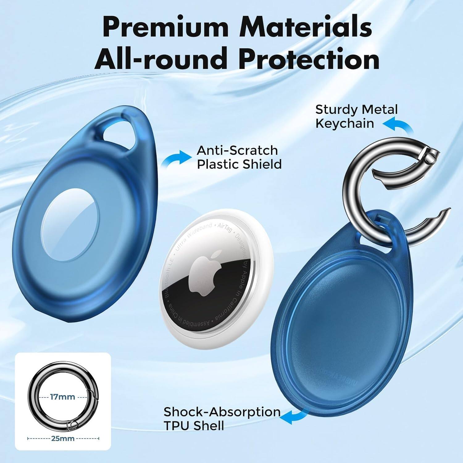 Premium Materials All-round Protection

Sturdy Metal Keychain

Anti-Scratch Plastic Shield

Wideband AirTag Ultra Designed by LE Blu in Apple China 4G Assembled California

17mm 25mm

Shock-Absorption TPU Shell