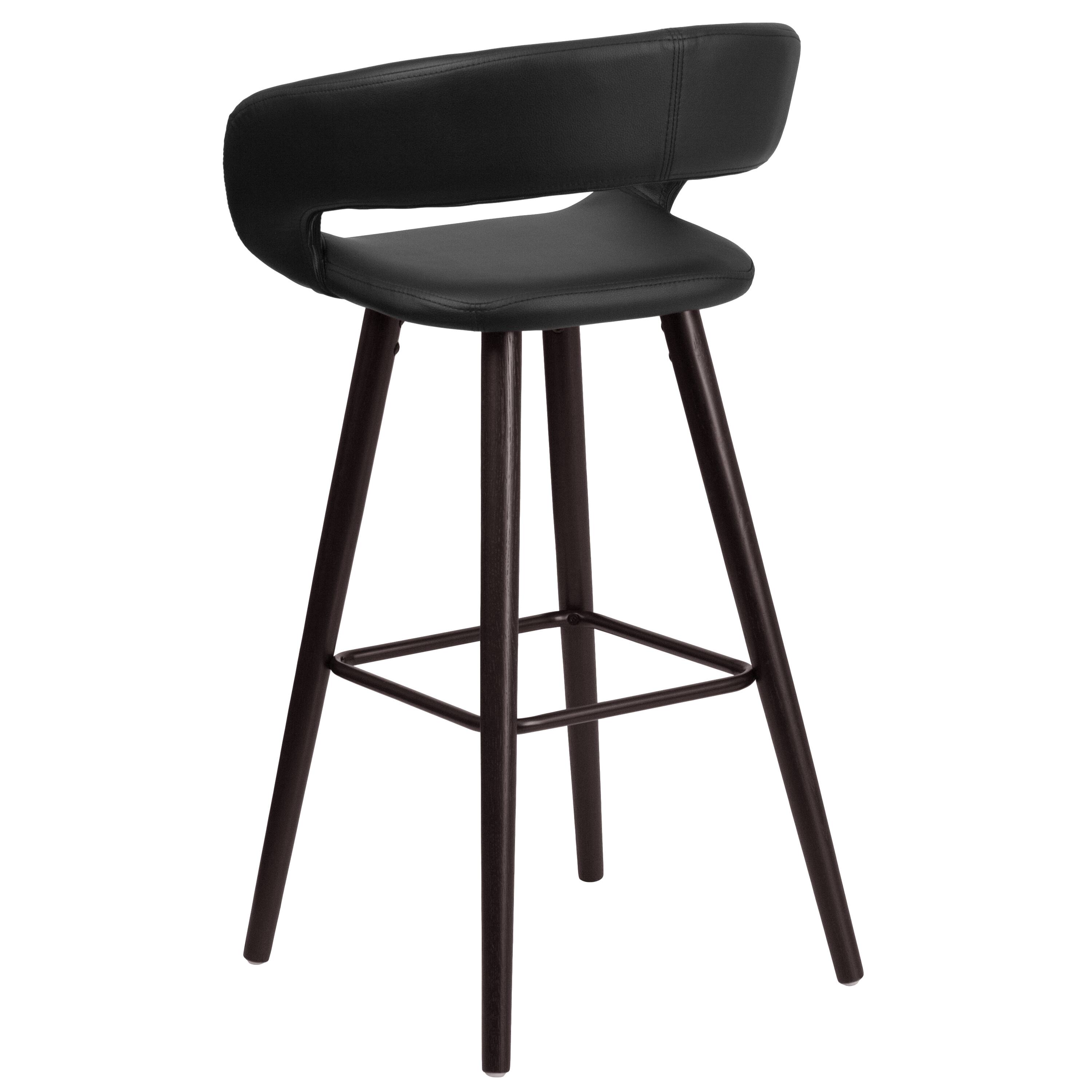 Alt View 5. Emma + Oliver - 29"H Wood Rounded Open Back Barstool - Black.