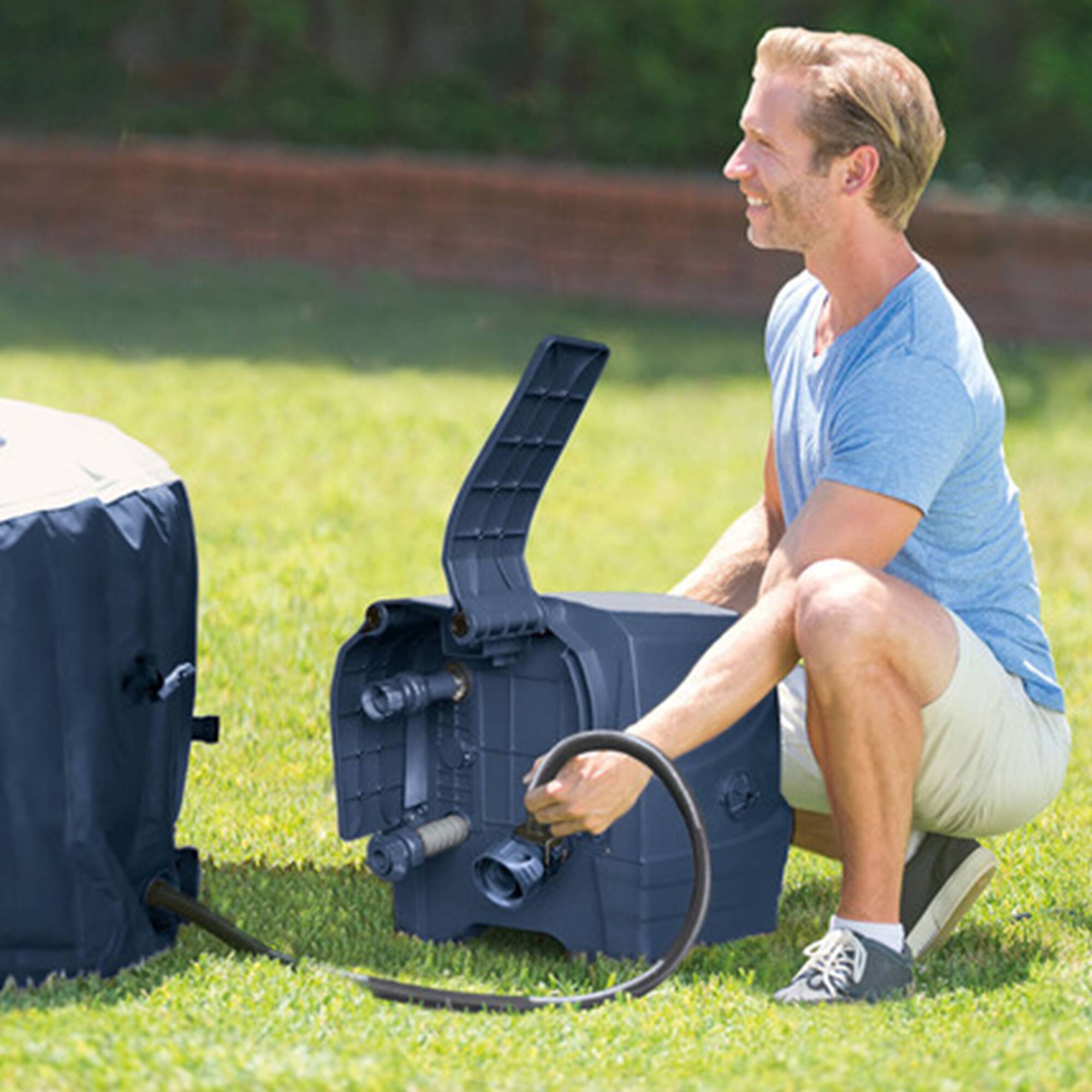 Alt View 7. Intex - Intex PureSpa Plus Portable Inflatable Hot Tub, 77 x 28", with Phone Spa Tray - Blue.