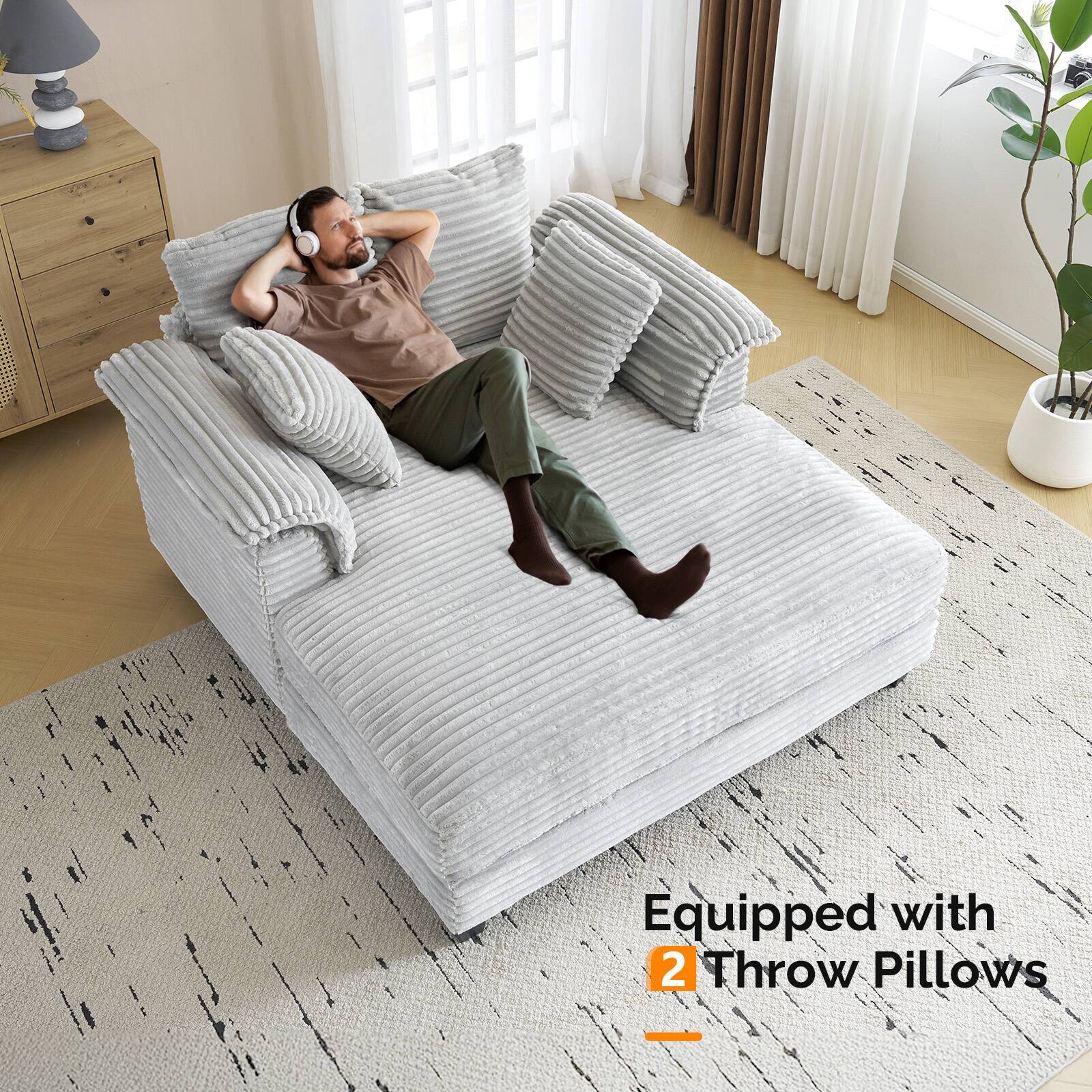 Equipped with 2 Throw Pillows