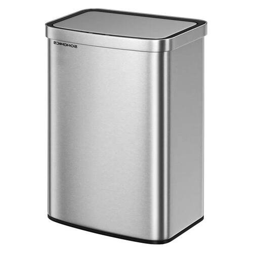 Front. Hivvago - 13-Gallon Stainless Steel Kitchen Trash Can with Hand Wave Motion Sensor Lid - Silver.