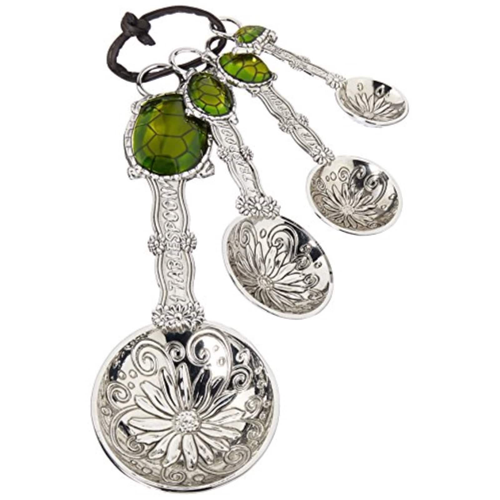 Ganz - 4 Piece Measuring Spoons Set Green Shell Turtle Various Sizes - Silver price history on PriceWatchPro