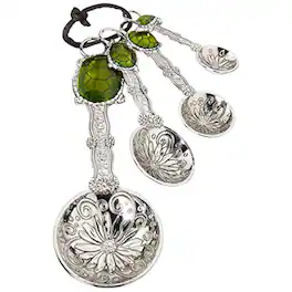 Ganz - 4 Piece Measuring Spoons Set Green Shell Turtle Various Sizes - Silver