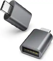 Front. Syntech - USB C to USB Adapter Pack of 2 USB C Male to USB 3.0 Female Adapter Compatible with Type C Devices, Space Grey - Gray.