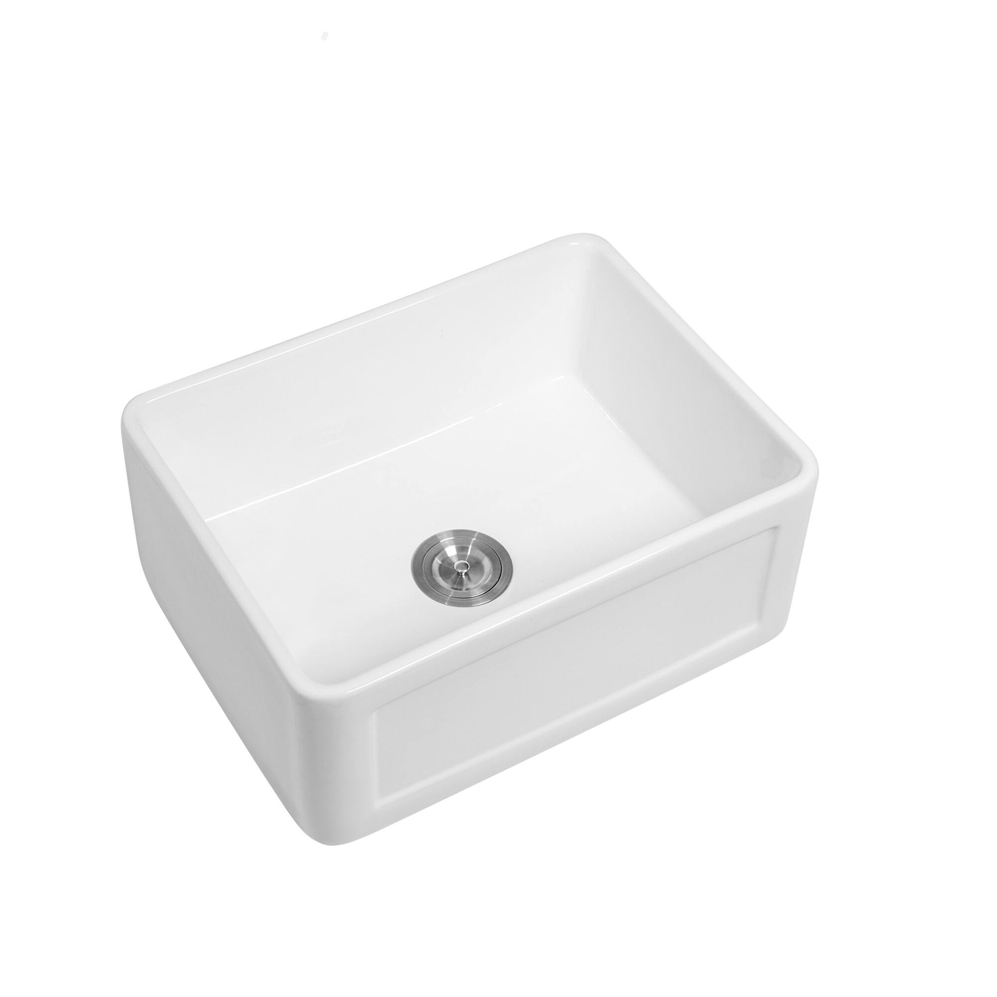 Alt View 6. Siljoy - Small Farmhouse Sink - 24 x 18 x 10" Kitchen Sink White Apron-Front Ceramic Single Bowl Reversible Laundry Room Sink - White.