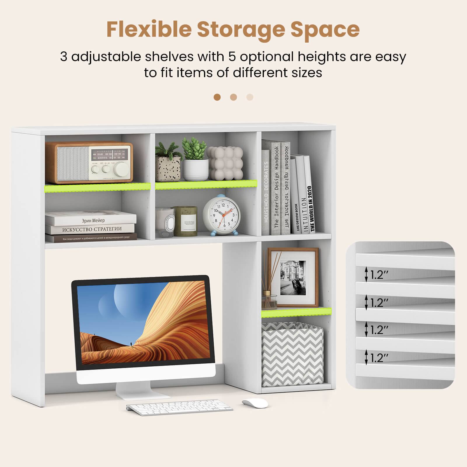 Flexible Storage Space  
3 adjustable shelves with 5 optional heights are easy to fit items of different sizes