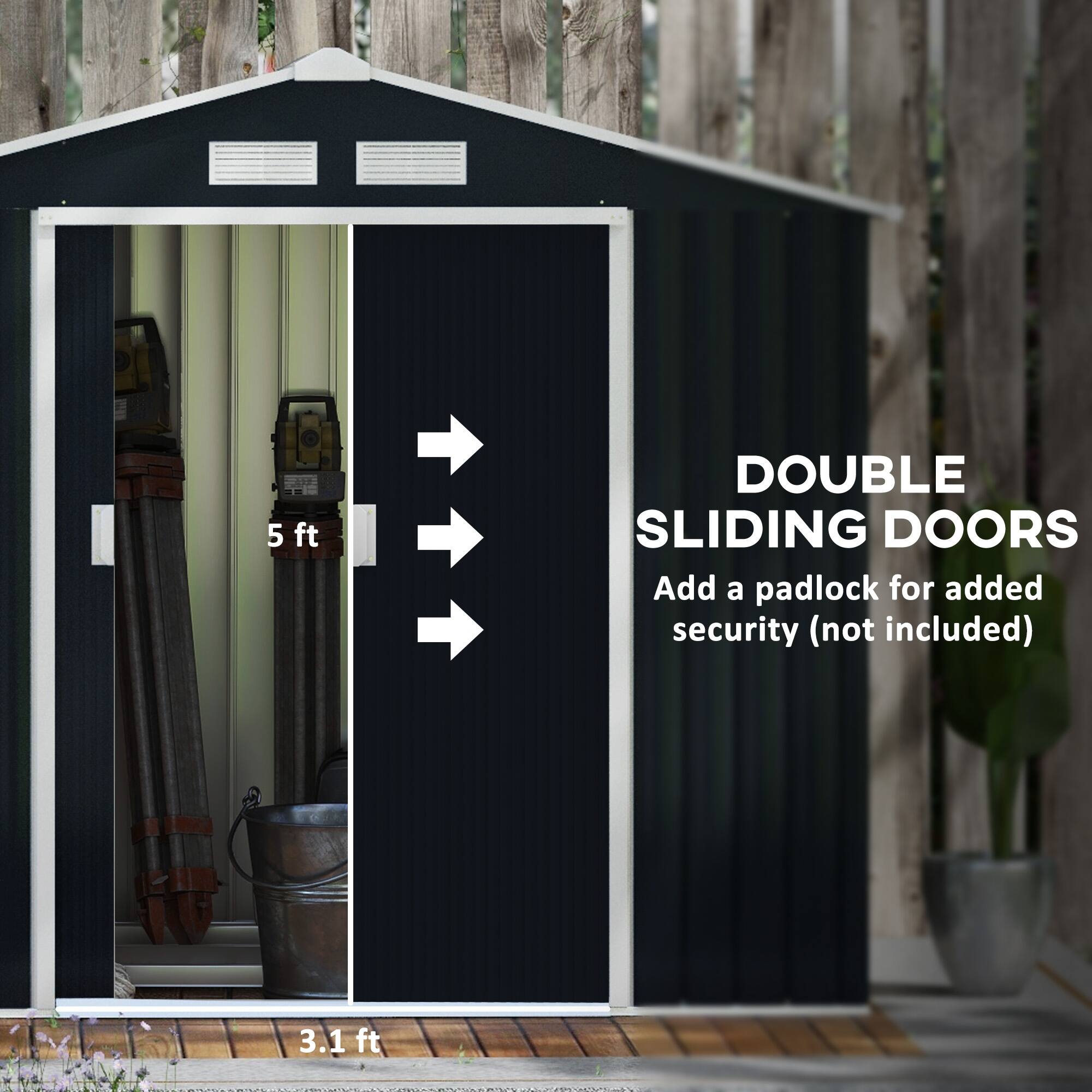 DOUBLE SLIDING DOORS
Add a padlock for added security (not included)
5 ft
3.1 ft