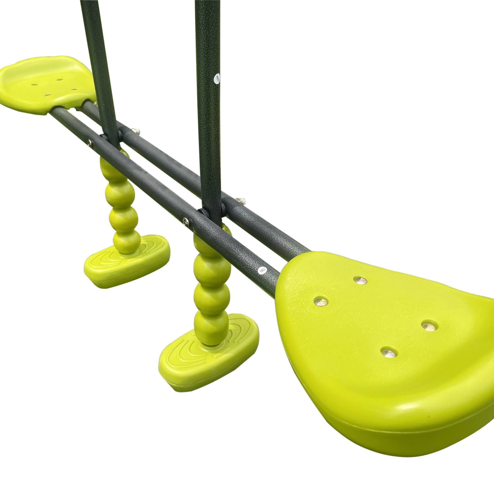 Alt View 7. Siljoy - 6‑in‑1 Blue & Green Swing Set with Net Swing, Slide, Hoop, 440lb Capacity, for Age 3+ Outdoor Play - Green.