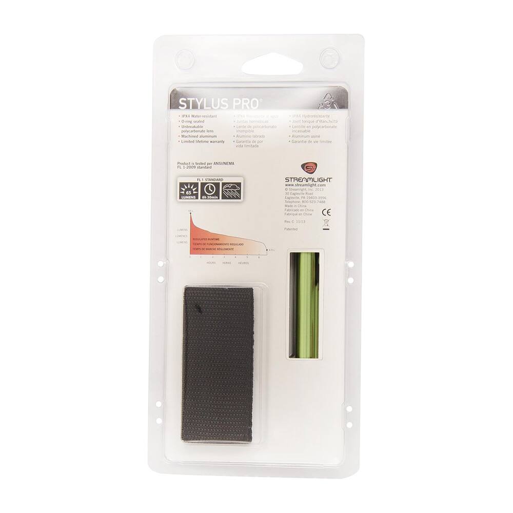 STYLUS PRO

- IPX4 Water resistant
- O-ring sealed
- Polycarbonate lens
- Limited lifetime warranty

Product tested per ANSI/NEEMA FL 1 STANDARD
1,000,000 cycles

- IPX4 Hidroresistente
- Lente de policarbonato
- Garantía de vida limitada

STREMLIGHT
www.streamlight.com
Estate, PA 19403-3966
Manufactured in China
Rev. C 11/13

CE

POURS
HOURS
FLORES

STYLUS PRO

- IPX4 Water resistant
- O-ring sealed
- Polycarbonate lens
- Limited lifetime warranty

Product tested per ANSI/NEEMA FL 1 STANDARD
1,000,000 cycles

- IPX4 Hidroresistente
- Lente de policarbonato
- Garantía de vida limitada

STREMLIGHT
www.streamlight.com
Estate, PA 19403-3966
Manufactured in China
Rev. C 11/13

CE