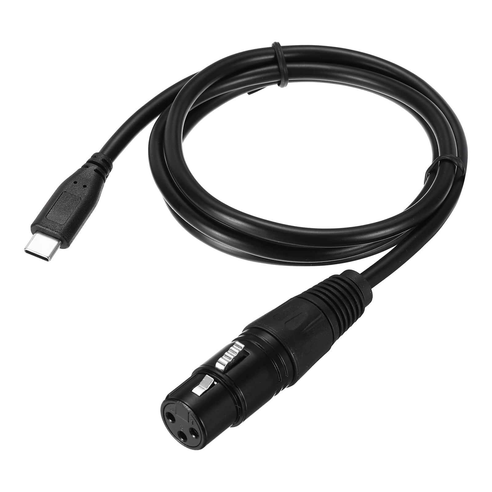 Unique Bargains - 3 Pin DMX512 XLR Female to Type-C Male Adapter Cable, 3ft, for Stage Studio Console Lighting - Black