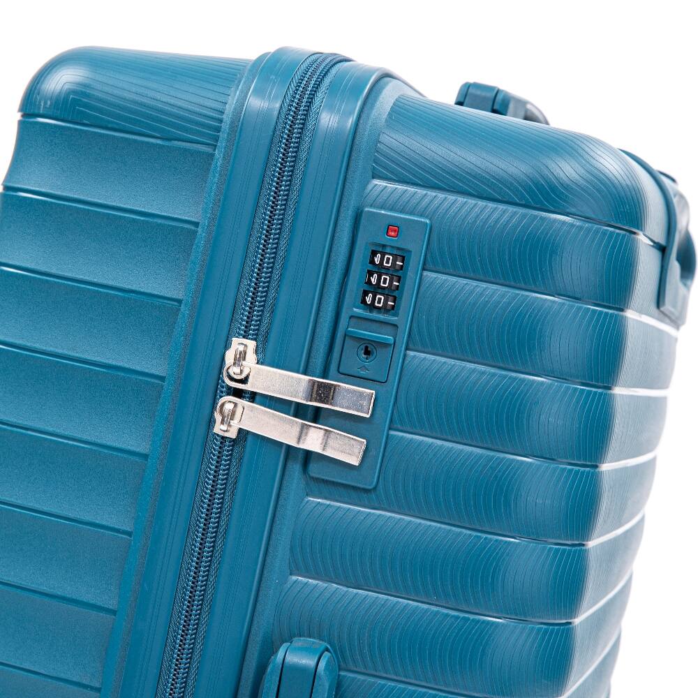 Back. Ropilly - Ropilly 4 Piece Luggage Set Hardside Spinner Luggage with 14-Inch Cosmetic Case, Blue Suitcase Set - Blue.