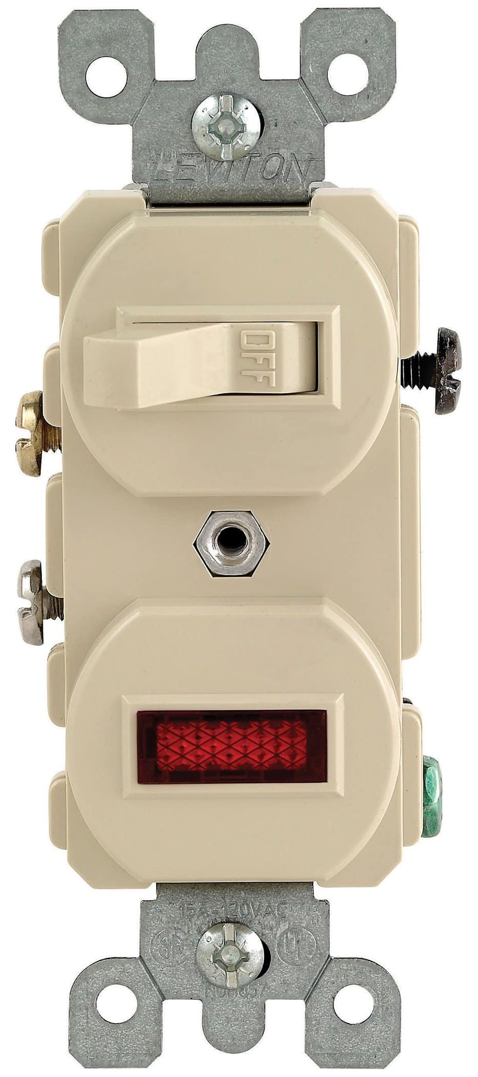 Leviton - 105-5226-ISP Lighted Pilot Toggle Switch, 15A 125V Single-Pole - No Color