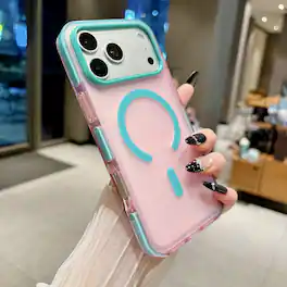 Dteck - Magnetic Case for Apple iPhone 18 Pro Max, Translucent Color Blocking Design with Shockproof Drop Protection Hard Cover - Pink
