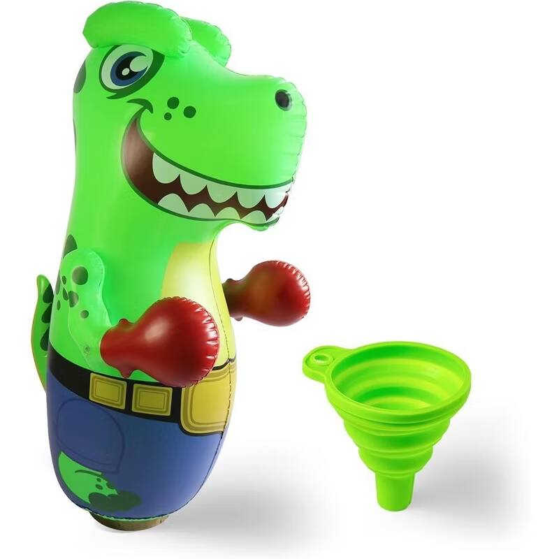 Angle. Joyfy - 47-Inch Inflatable T-Rex Dinosaur Punching Bag for Kids, Inflatable Punching Toy Exercise Toy for Indoor Outdoor Fun - green.