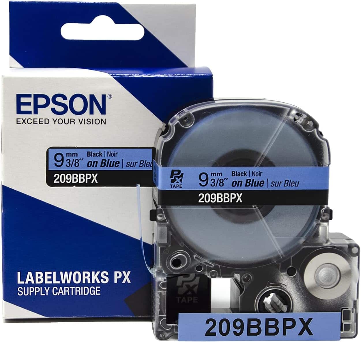 Epson - 3/8" Tape - 209BBPX - Black on Blue