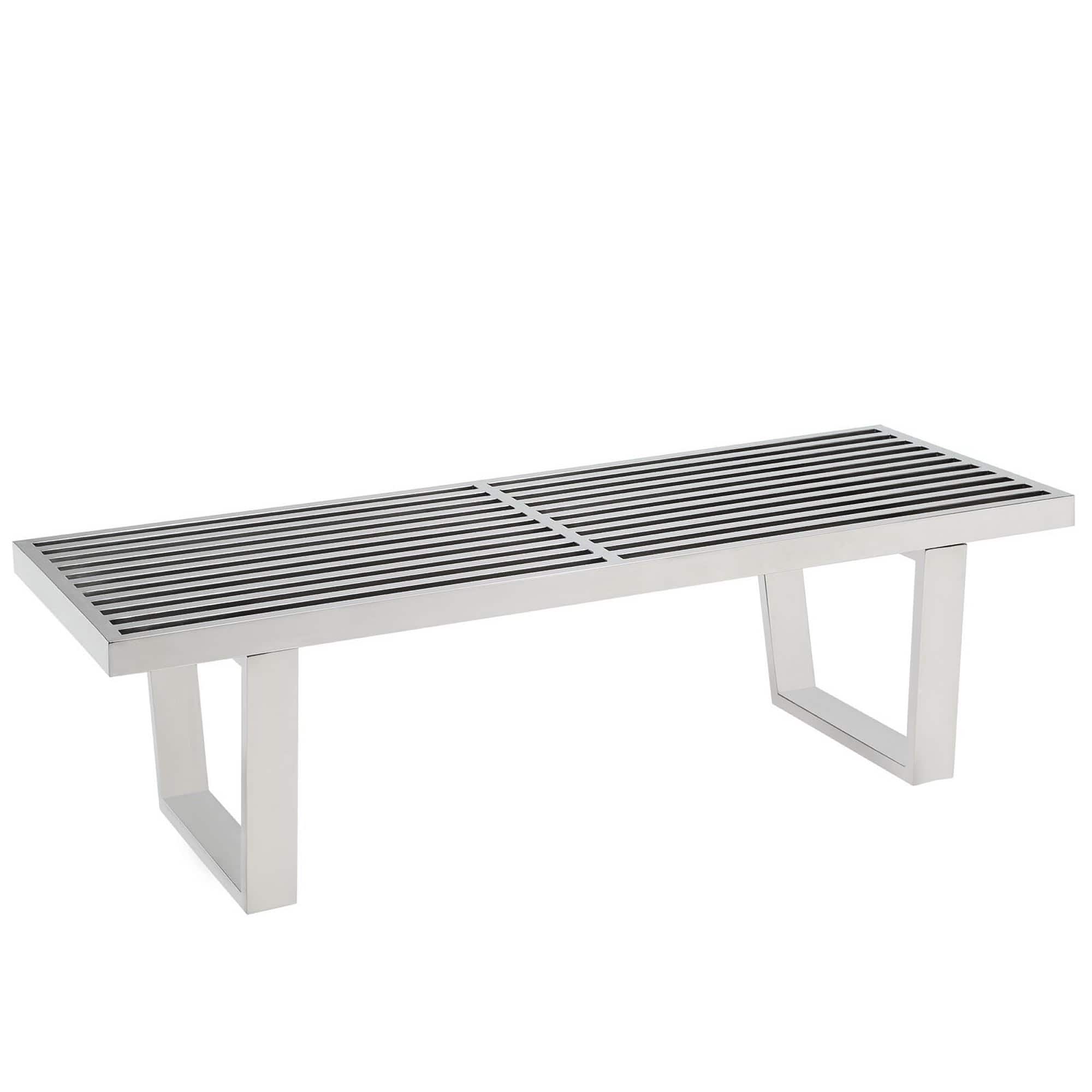 Sauna 4' Stainless Steel Bench by Modway - Silver