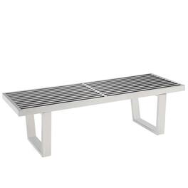 Sauna 4' Stainless Steel Bench by Modway - Silver