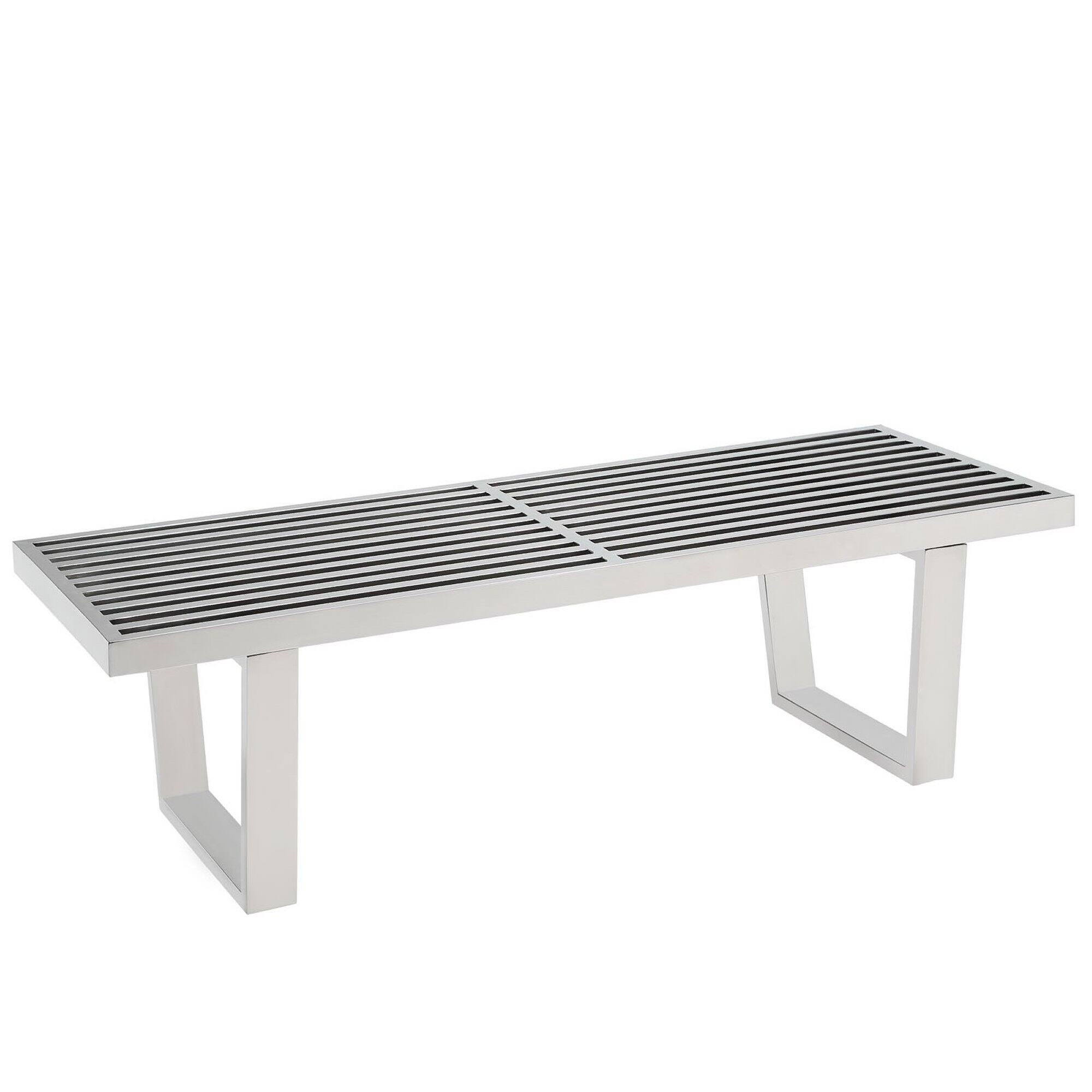 Front. Modway - Sauna 4' Stainless Steel Bench by Modway - Silver.