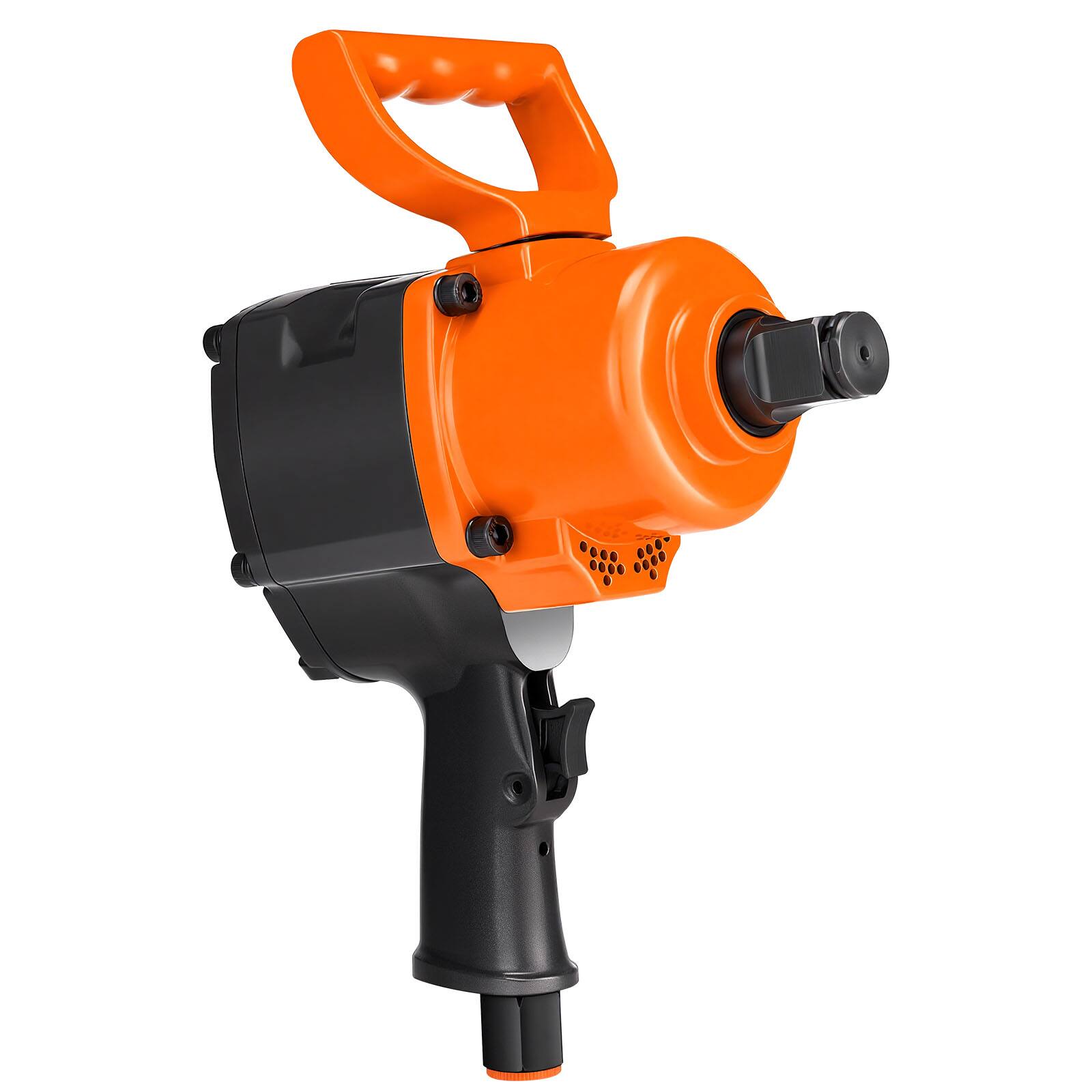 Alt View 5. VEVOR - 1 Inch Air Impact Wrench, Up to 1200 ft-lbs Nut-Busting Torque, 16.4 lbs Pneumatic Impact Gun with Double Handles - Orange and black.