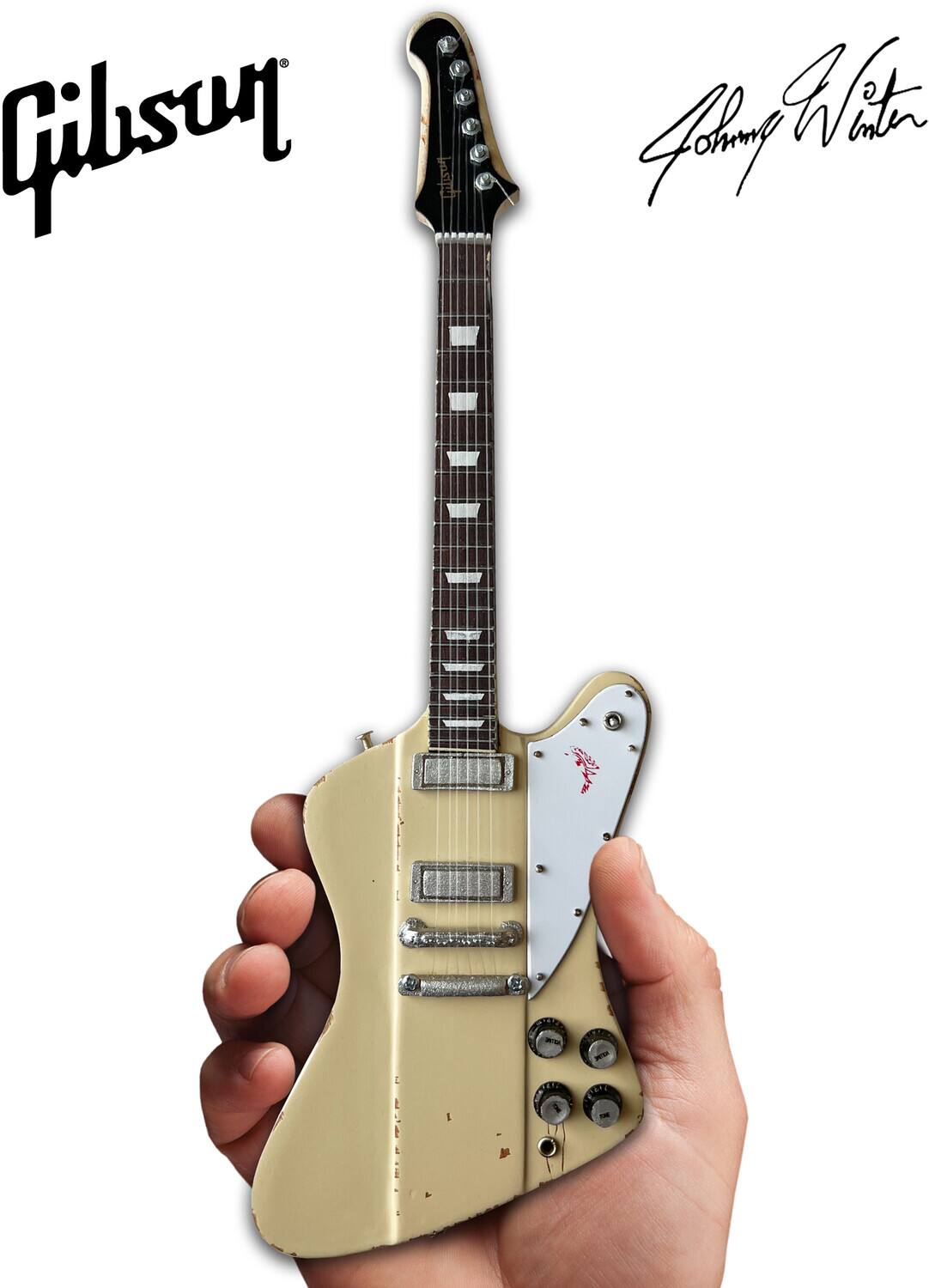 Axe Heaven - Johnny Winter - Johnny Winter 1964 Polaris White Gibson Firebird V Mini Guitar Replica - Collectibles - Multicolor