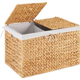Best Choice Products - Large Storage Basket w/ Separate Lid, Washable Sectioned Liner Bag - Natural