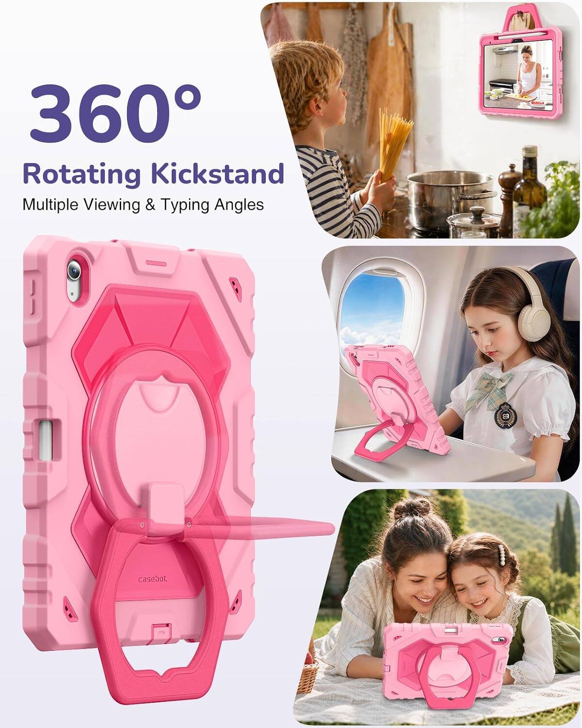 360° Rotating Kickstand  
Multiple Viewing & Typing Angles  
casebot
