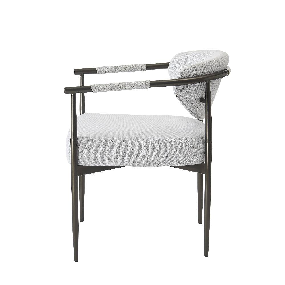 Alt View 7. Loheer - Loheer Modern Dining Chairs Set of 2 Upholstered Beige Armchairs with Bronze Iron Frame Kitchen Accent Chairs - Beige.