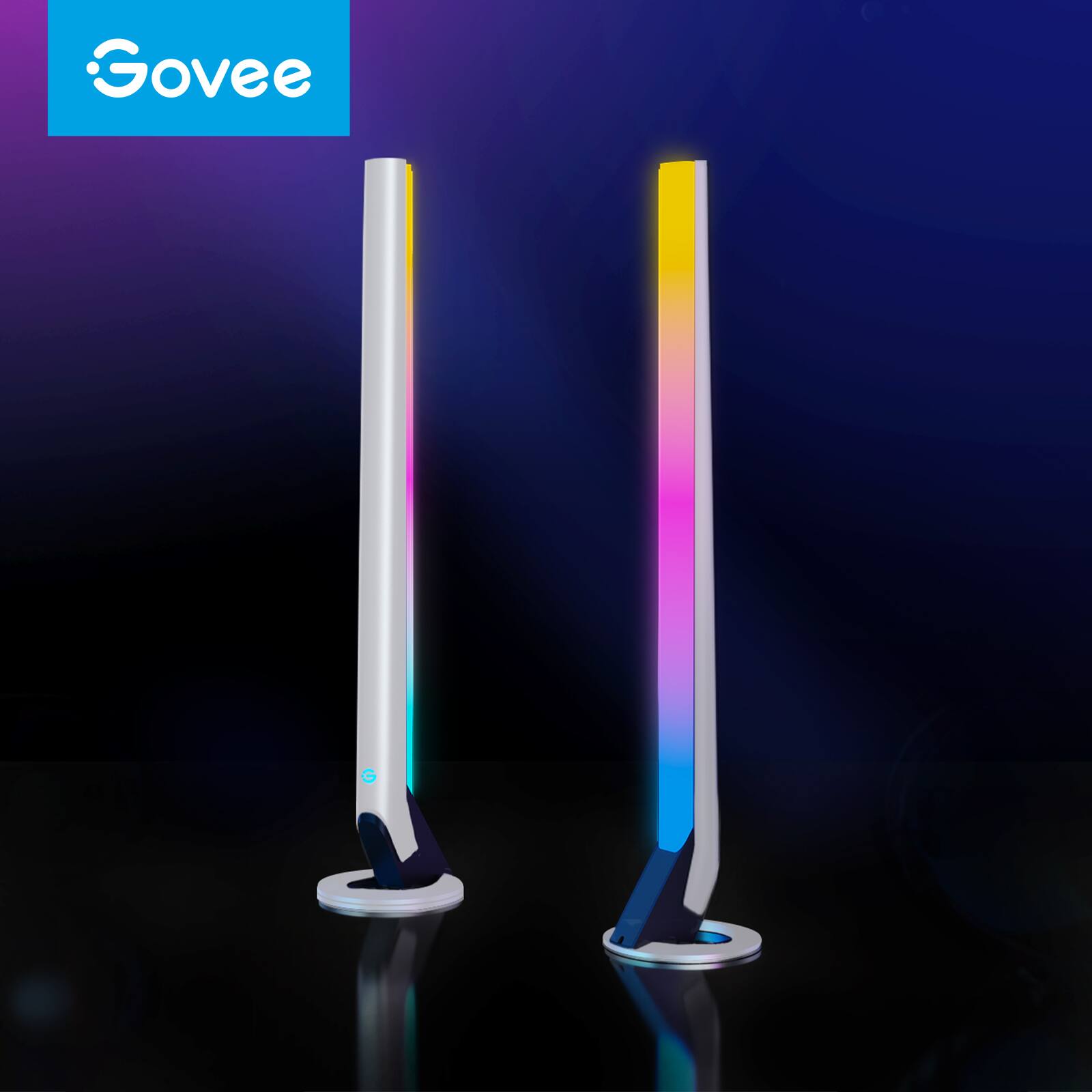 Alt View 2. Govee - Govee RGBIC Gaming Light Bars，Smart Dial, Audio Visualizer & 40 Scene Modes - White.