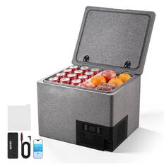 Front. VEVOR - 12 Volt Refrigerator, 42.3 QT/ 40L Car Fridge, Portable Ultra-Light EPP Freezer, APP Control Electric Compressor - Grey.