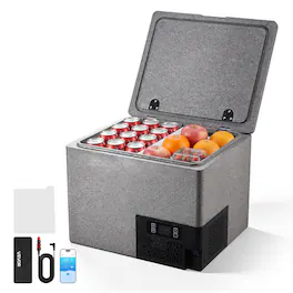 VEVOR - 12 Volt Refrigerator, 42.3 QT/ 40L Car Fridge, Portable Ultra-Light EPP Freezer, APP Control Electric Compressor - Gray