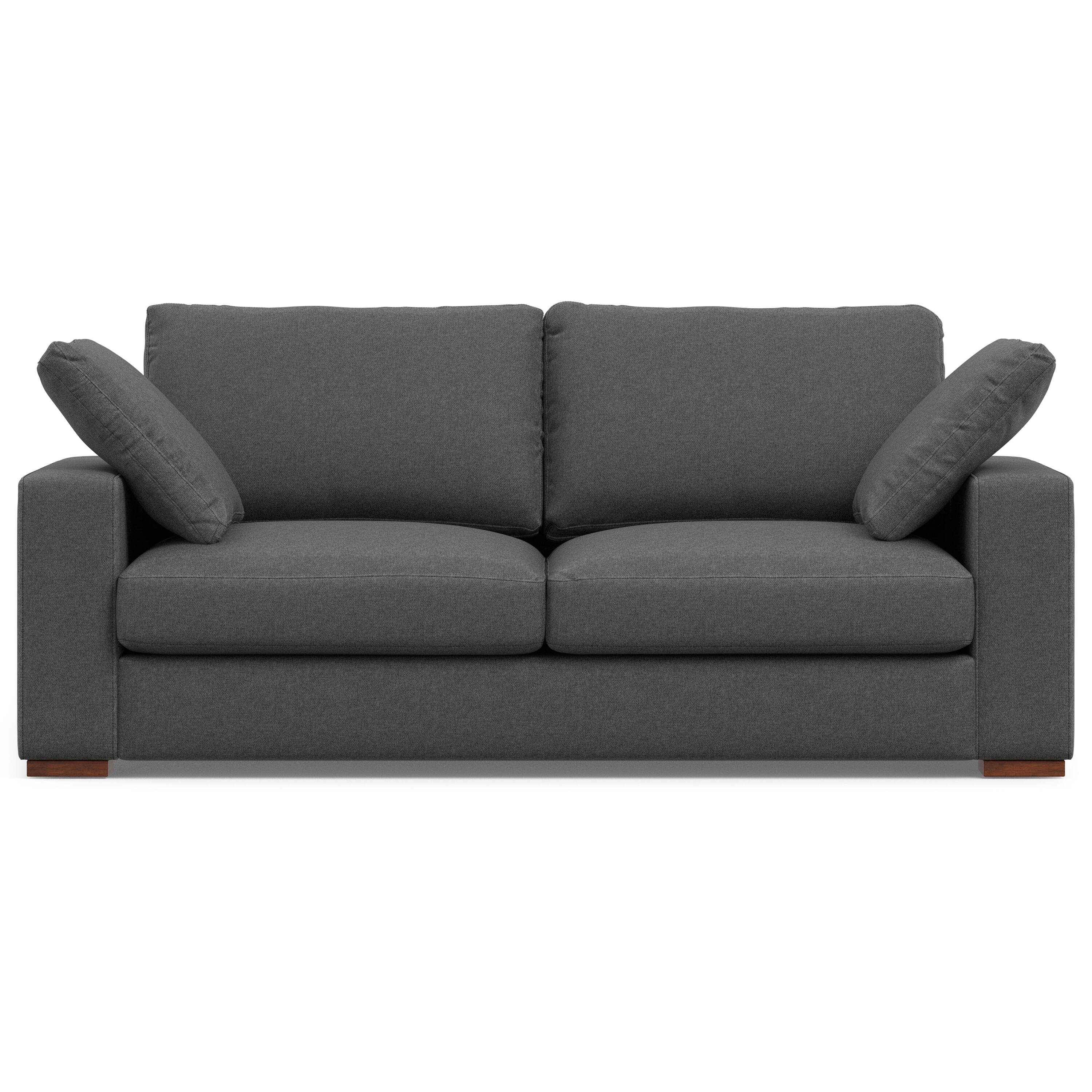 Left. Simpli Home - Charlie 78-inch Sofa in Tightly Woven Performance Fabric - Pebble Grey.