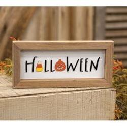Angle. BreeBe - *Halloween Candy Corn & Jack Framed Sign - Multicolor.