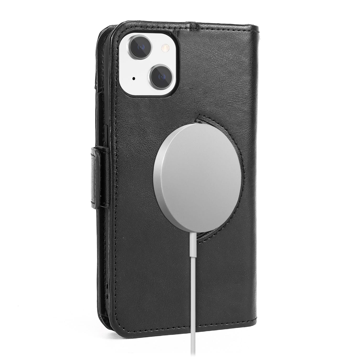 Alt View 16. SaharaCase - Genuine Leather Folio Wallet Case for Apple iPhone 15 Plus - Black.