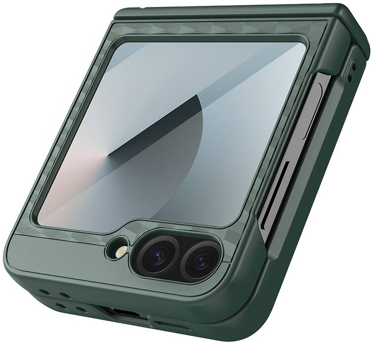 Alt View 2. Nakedcellphone - Sigma Rizz Case for Samsung Galaxy Z Flip 6 / Z Flip 7 FE - Screen Protection and Hinge Cover - Green.