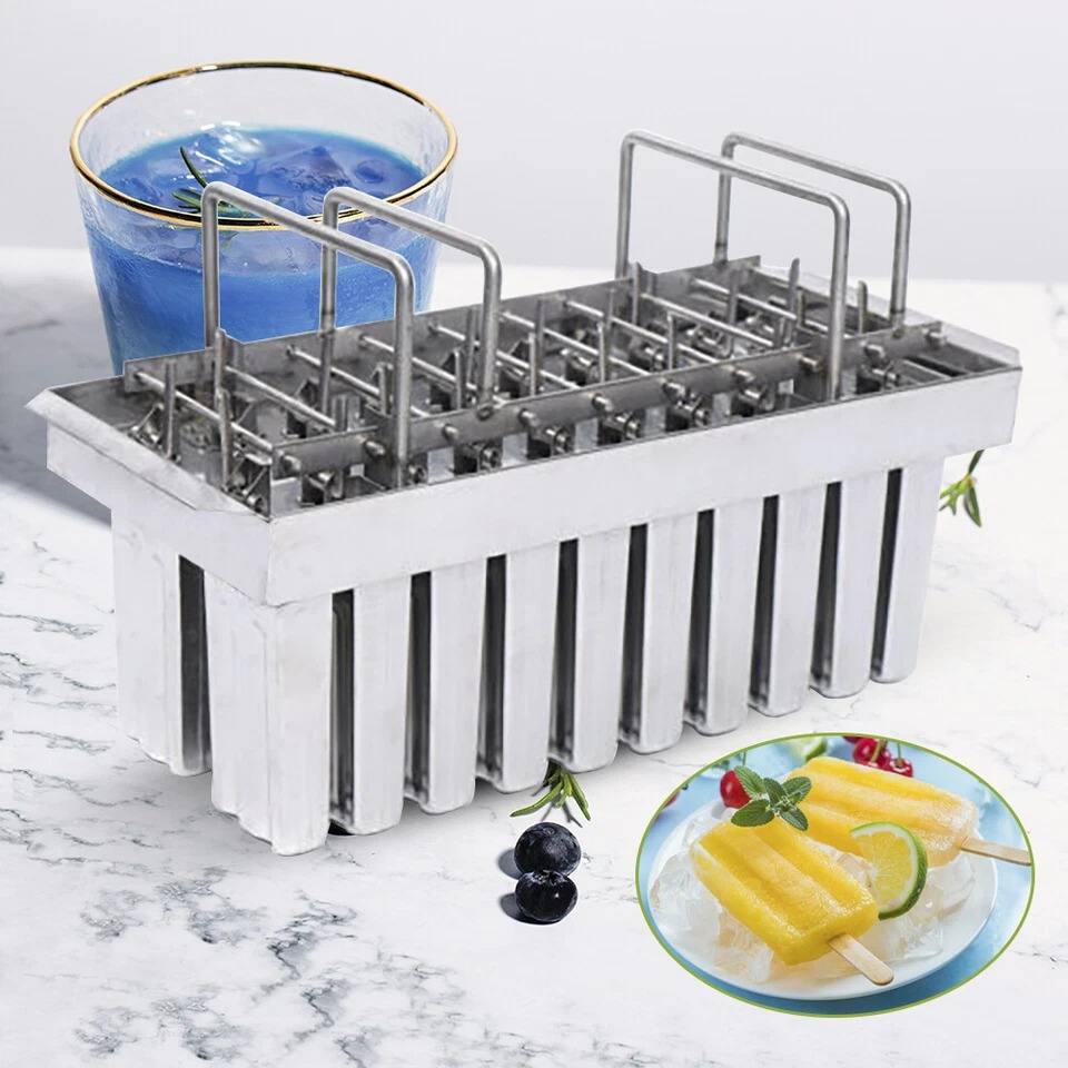 Back. Home Collection - 20PCS Stainless Steel Ice Cream Popsicle Mold Commercial Ice Lolly Maker Stick Holder - Silver.