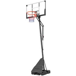 Soozier - Basketball Hoop Outdoor, 8-10ft Adjustable Basketball Goal, 47 Inch Shatterproof Backboard - Black