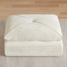 Loheer - 42 Inch Large Chenille Ottoman Modern Minimalist Sofa Footrest for Living Room - Beige