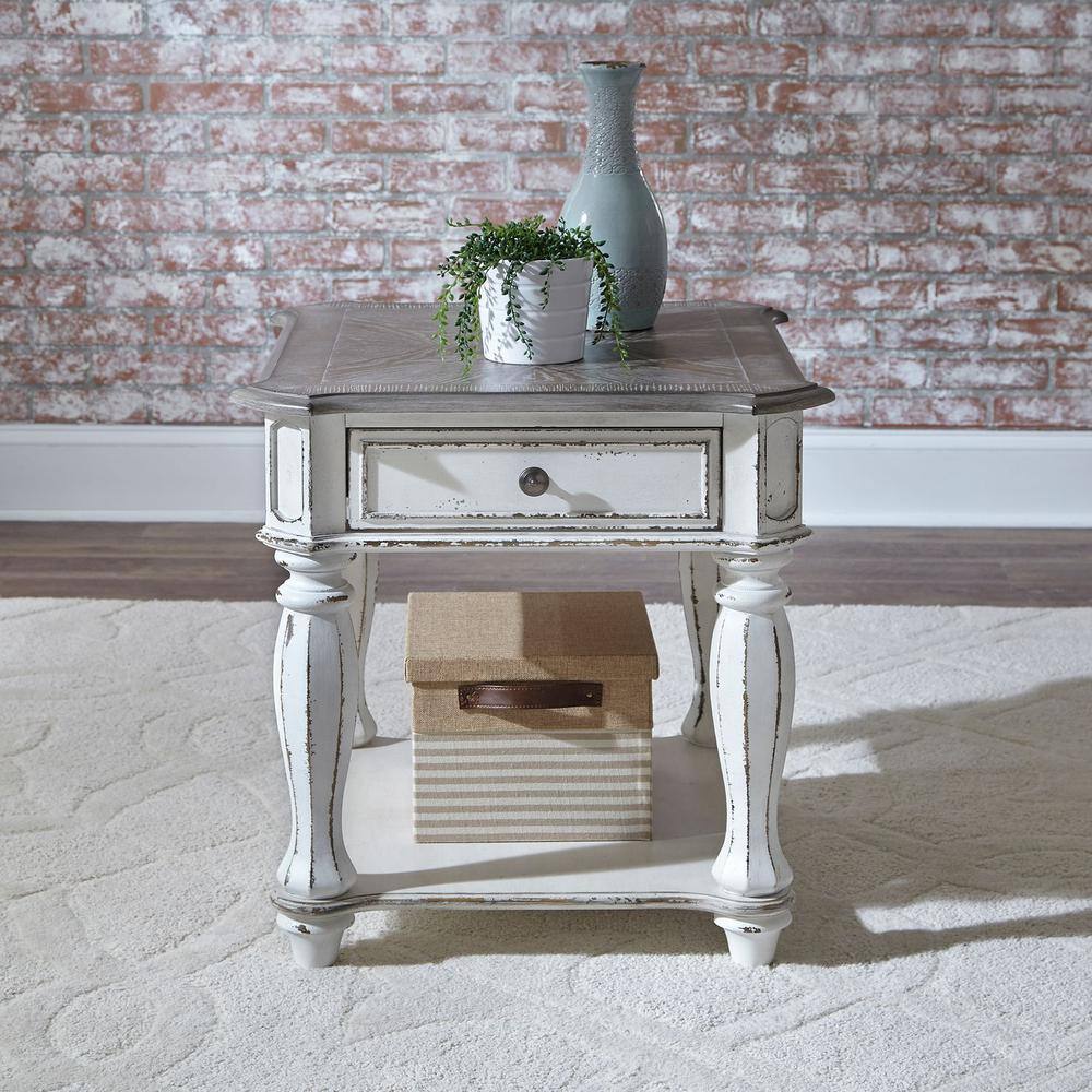 Back. Liberty Furniture Industries - Magnolia Manor End Table in Antique White - White.