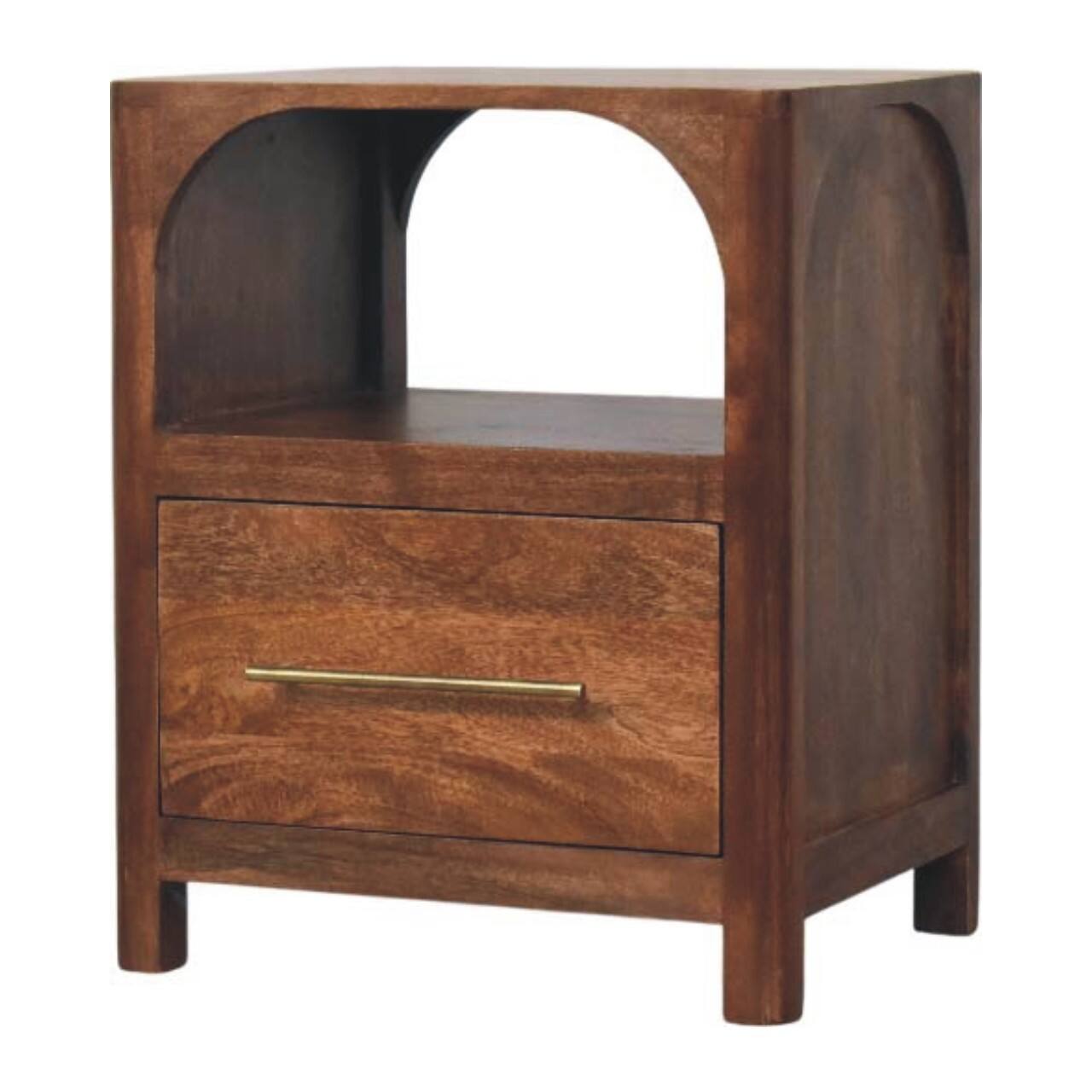 Left. Artisan Furniture - Artisan Furniture Solid Wood Arc-Line Bedside Table, 1 Drawer, Brown - Brown.