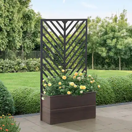 Front. SUNJOY - Sunjoy Marston Planter With Screen.