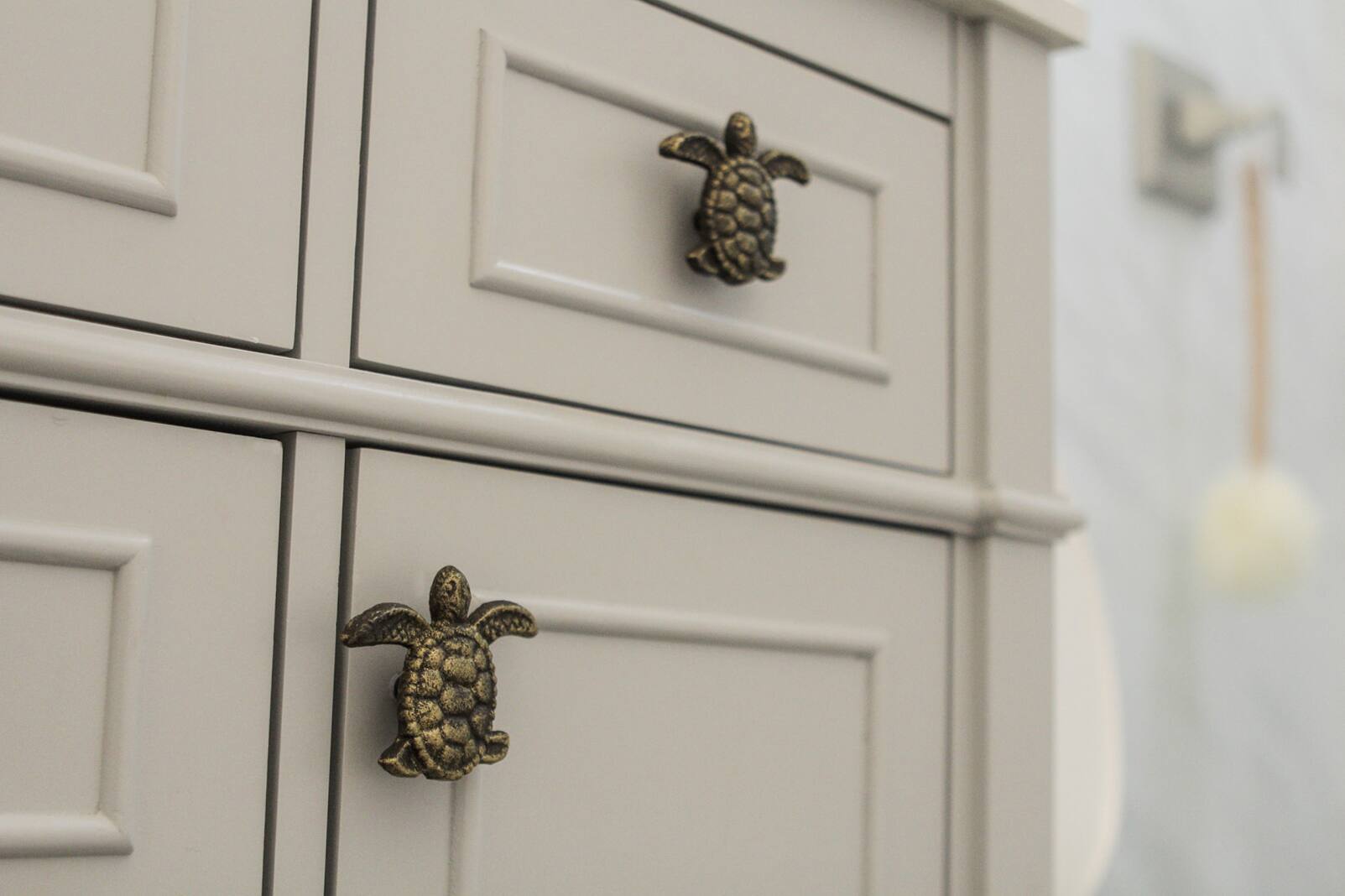 Alt View 7. Zeckos - Cast Iron Sea Turtle Drawer Pull Cabinet Knob Handle Beach Decor Set / 12 Bronze - Bronze.