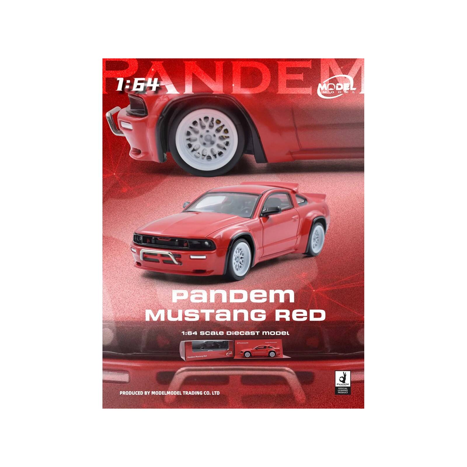 BANDEM 1:64 MODEL MLO PanDem MUSTANG RED 1:64 scale DIECAST MODEL  
PRODUCED BY MODELMODEL TRADING CO. LTD