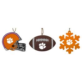 The Memory Company - Clemson Tigers Three-Pack Helmet, Football & Snowflake Ornament Set - Multicolor