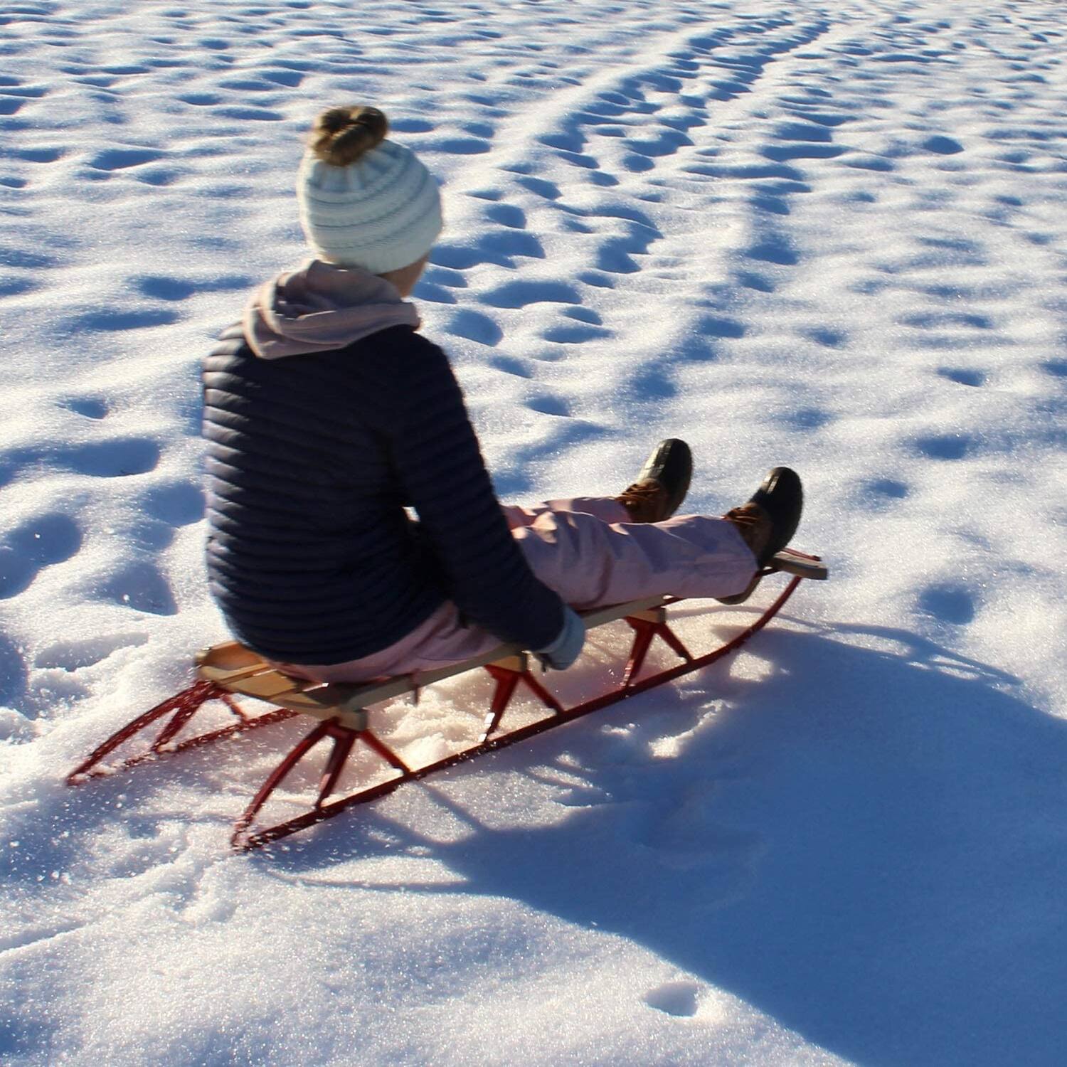 Alt View 5. Flexible Flyer - Flexible Flyer Metal Runner Steel/Wood 60" Long Snow Slider Sled for Kids, Red - Red.