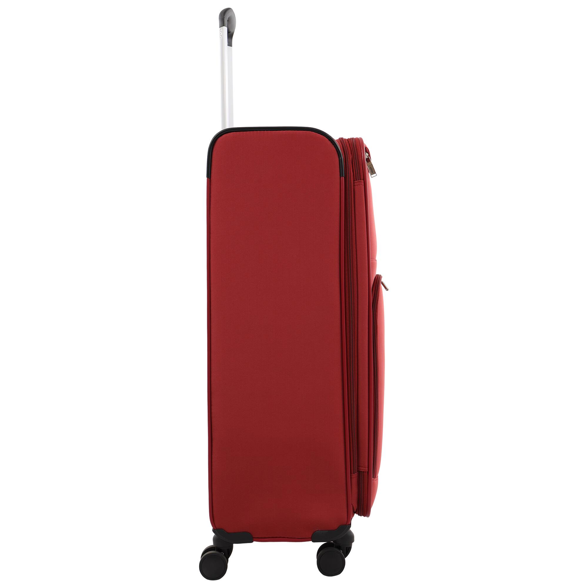 Left. Martha Stewart - 31" Softside Luggage – Extra Large Expandable Spinner Suitcase with 8 Wheels & Front Pockets - TERRA COTTA.