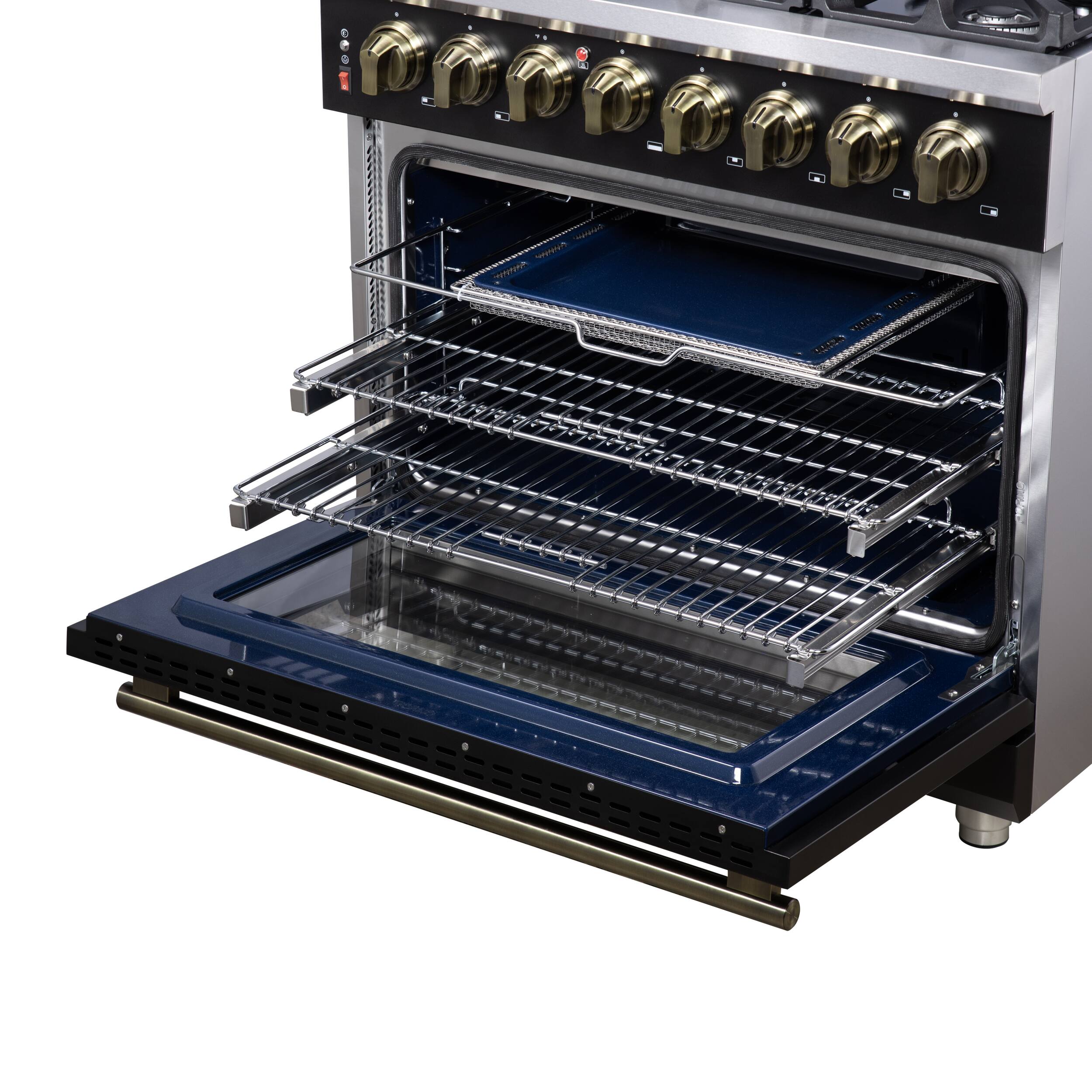 Alt View 10. Forno Appliances - Massimo 5.36 Cu. Ft. Freestanding Dual Fuel True Convection Range with Air Fryer Basket - Black.