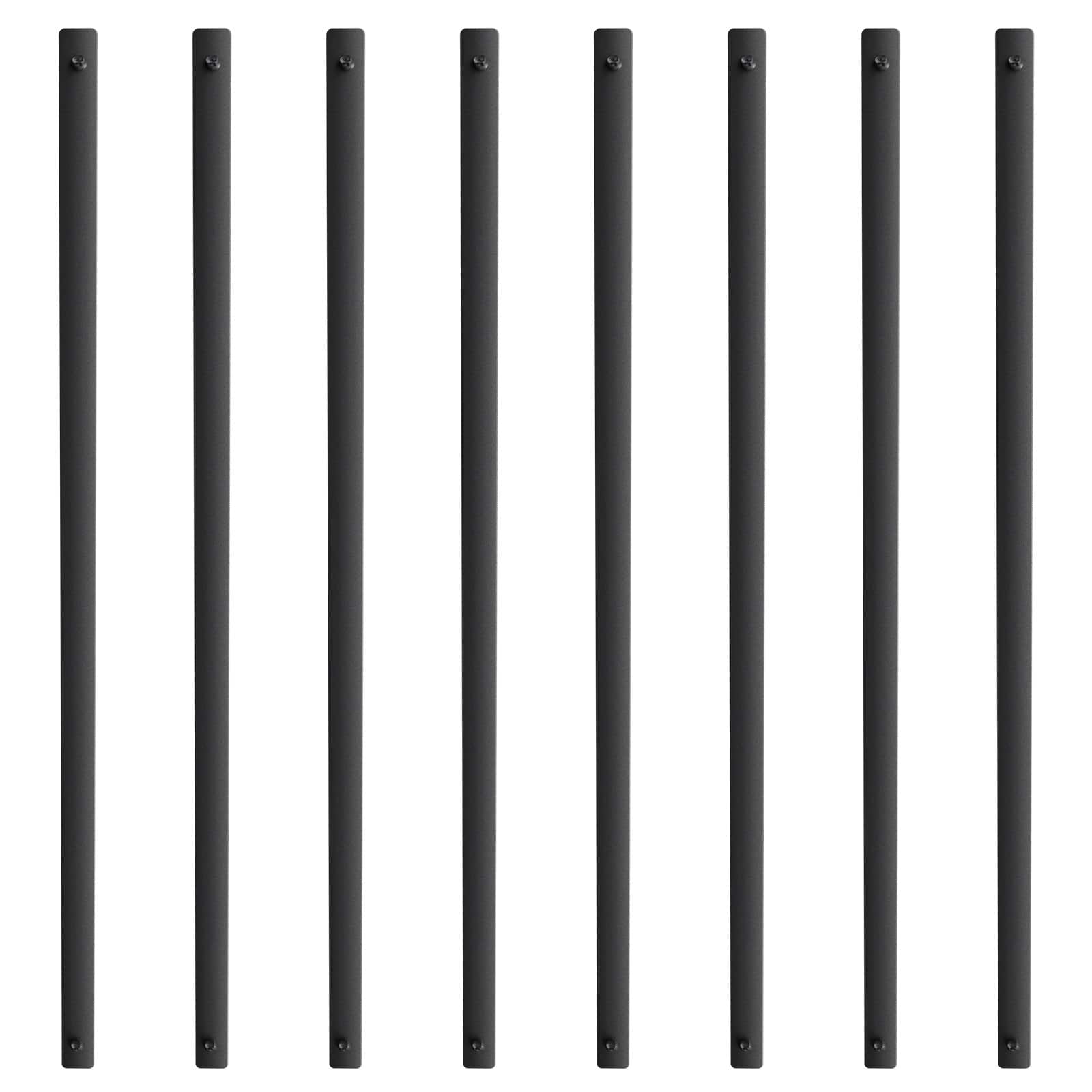 Glintex - 72 Pack Staircase Metal Balusters 38"x1" Aluminum Alloy Flat Deck Spindles Satin Black Powder Coated with Screws - Natural