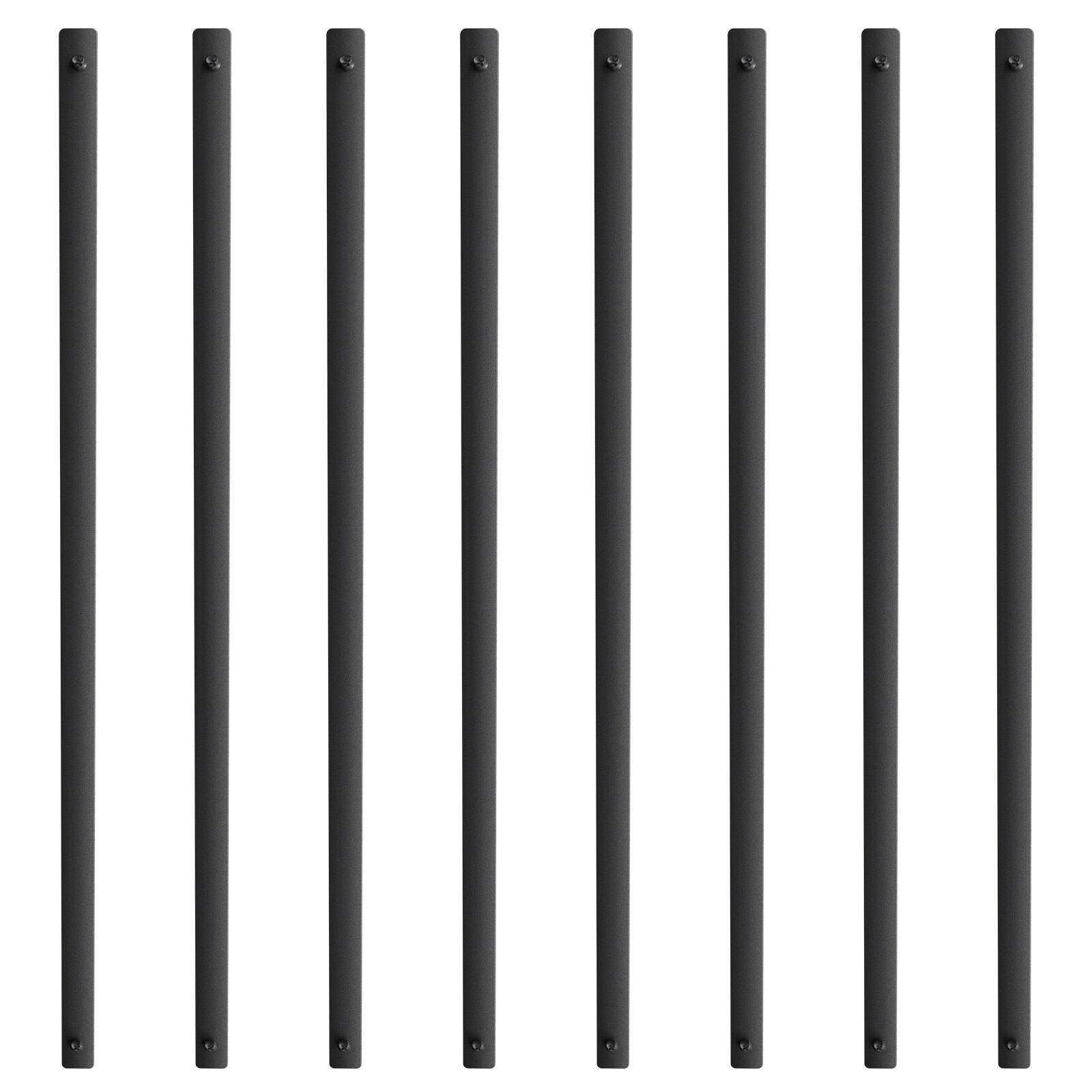 Glintex - 72 Pack Staircase Metal Balusters 38"x1" Aluminum Alloy Flat Deck Spindles Satin Black Powder Coated with Screws - Natural