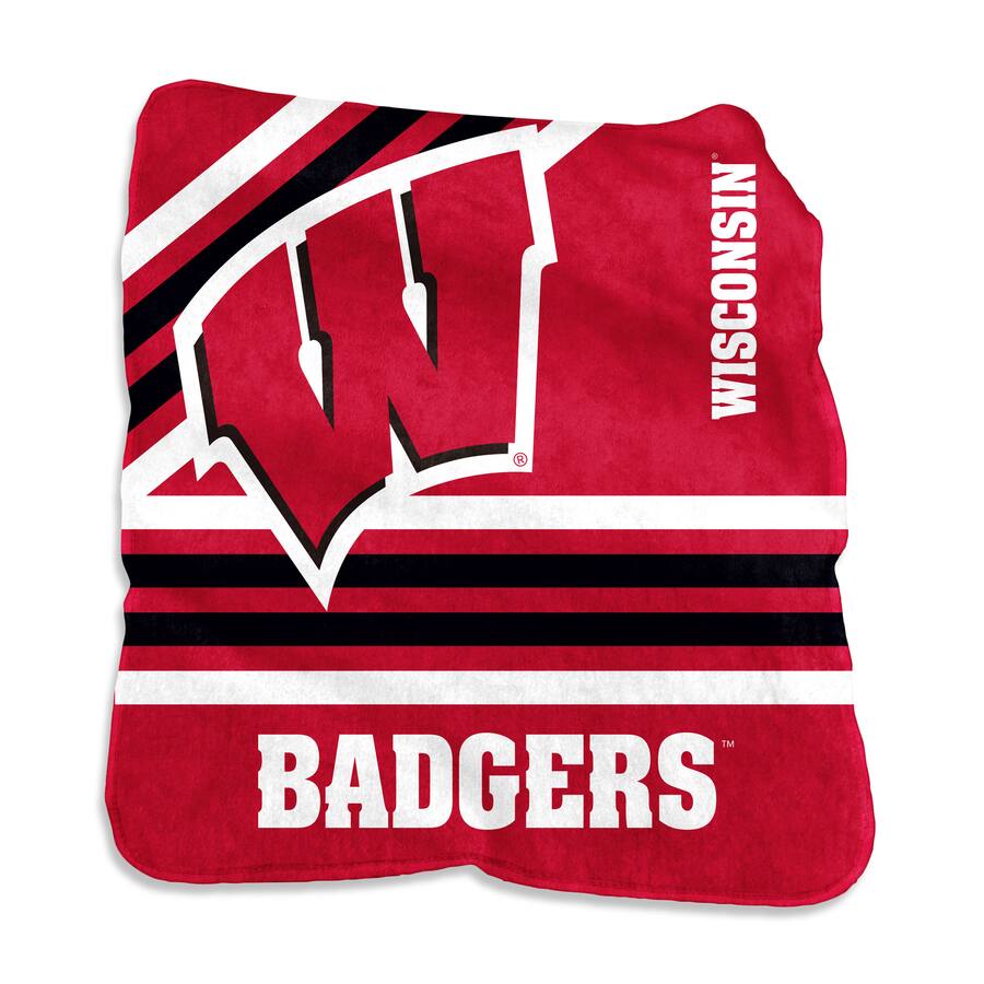 Wisconsin Badger Rugs Logo Brands Wisconsin Badgers 50'' x 60'' Team Plush Raschel Throw ...
